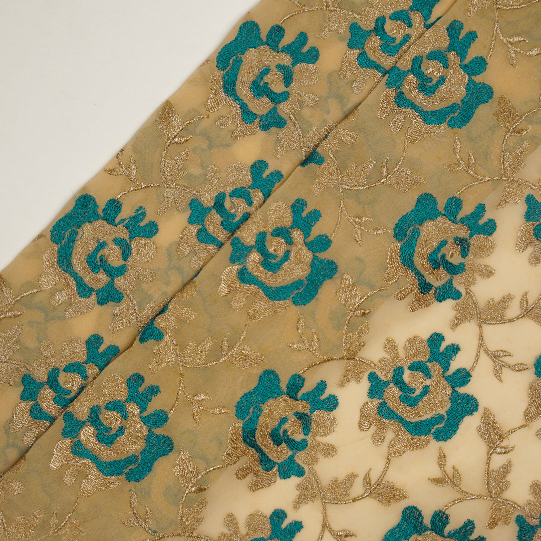 Fariha Jaal on Beige Semi Georgette Embroidered Fabric