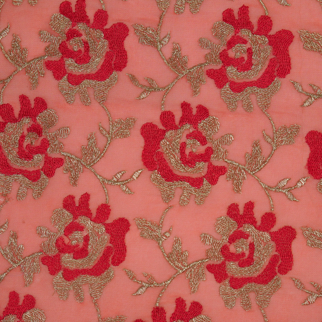 Fariha Jaal on Gajari Semi Georgette Embroidered Fabric