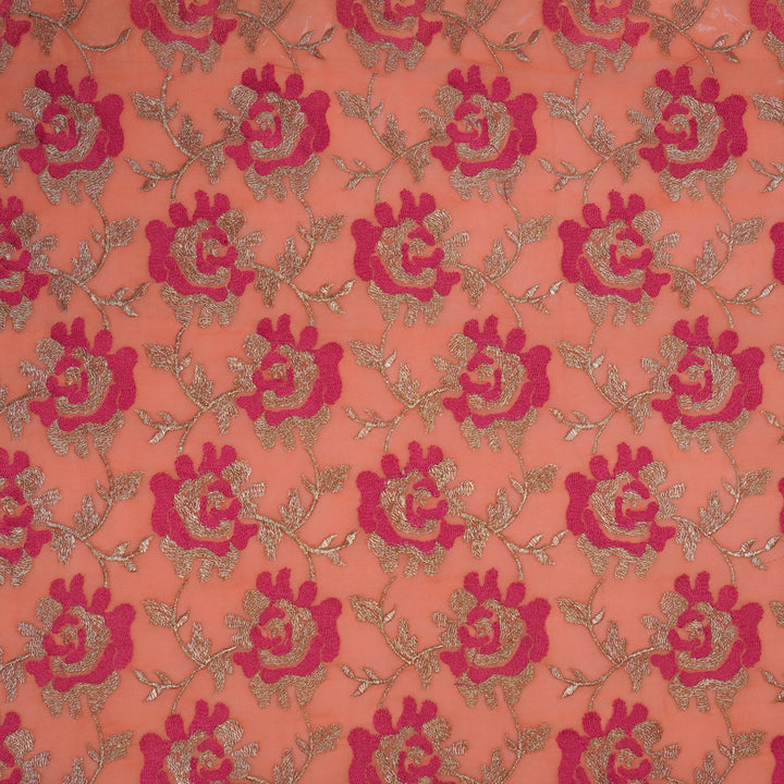 Fariha Jaal on Peach Semi Georgette Embroidered Fabric
