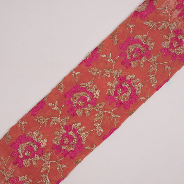 Fariha Jaal on Peach Semi Georgette Embroidered Fabric