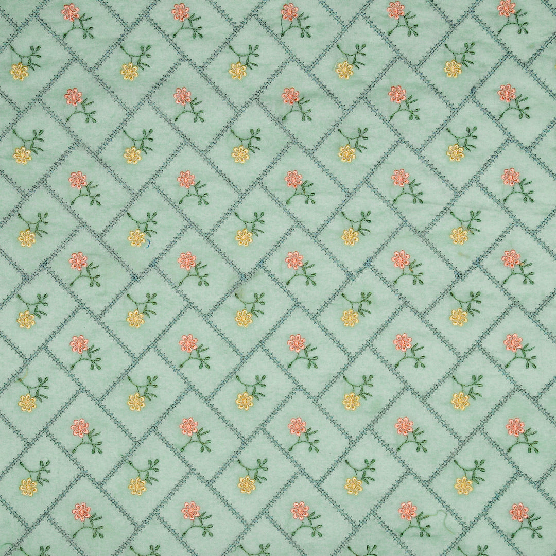 Tarika Jaal on Sky Blue  Malmal Embroidered Fabric