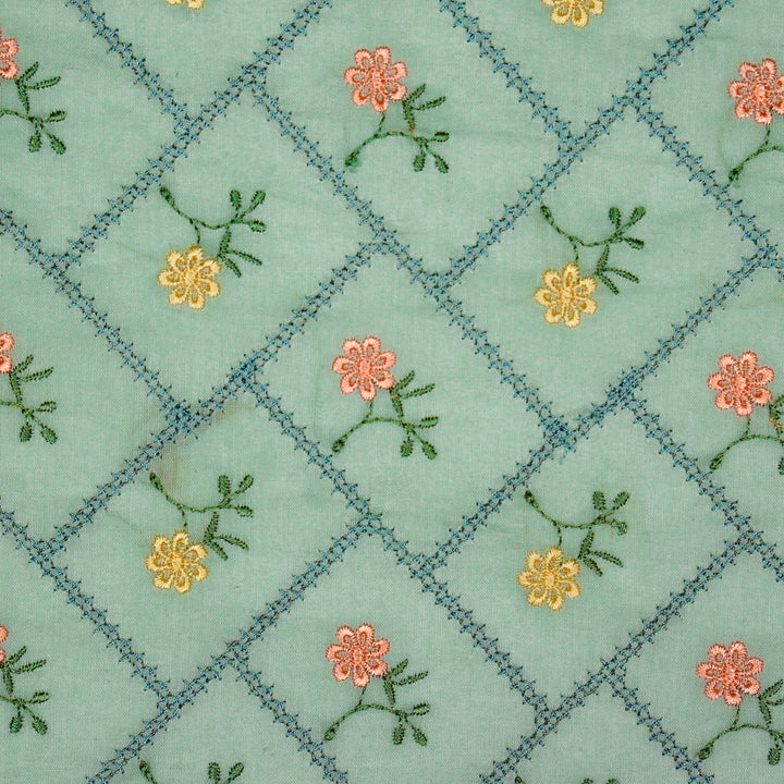 Tarika Jaal on Sky Blue  Malmal Embroidered Fabric