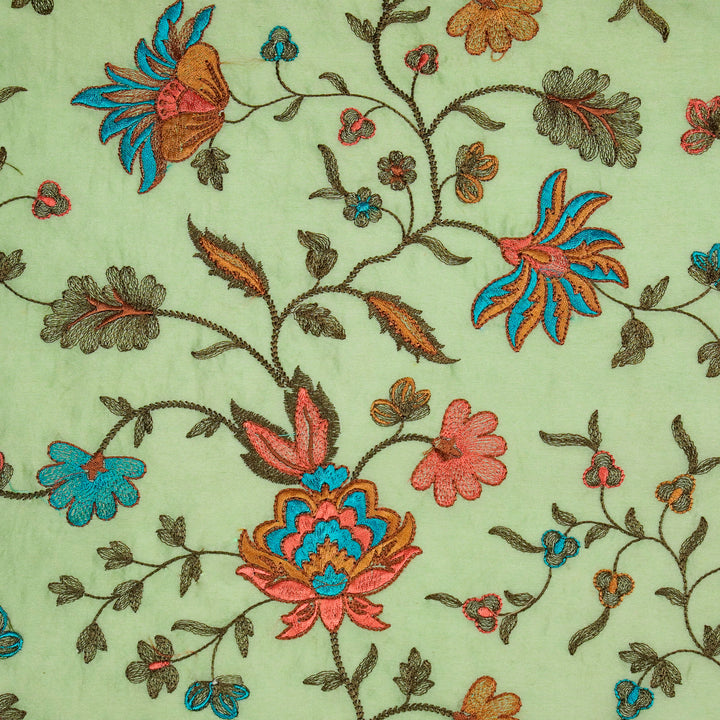 Derya Jaal on Sea Green Luxe Silk Chanderi Embroidered Fabric