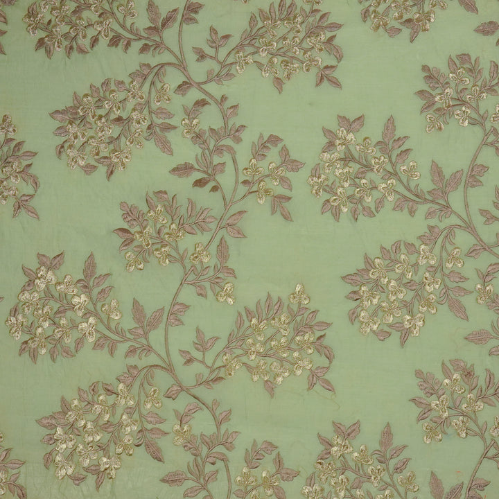 Nasrin Jaal on Sea Green Semi Chanderi Embroidered Fabric