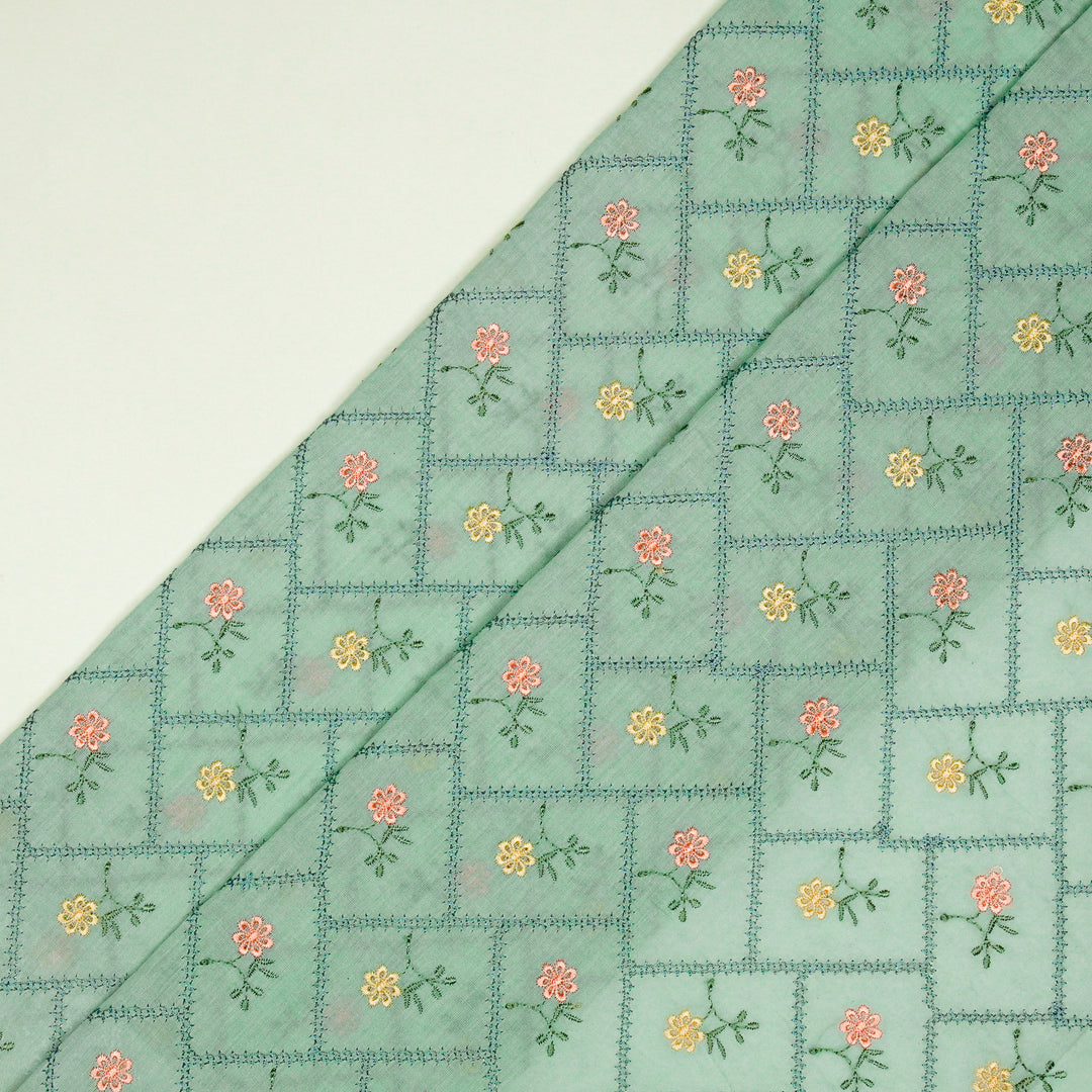 Tarika Jaal on Sky Blue  Malmal Embroidered Fabric