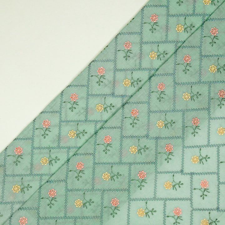 Tarika Jaal on Sky Blue  Malmal Embroidered Fabric