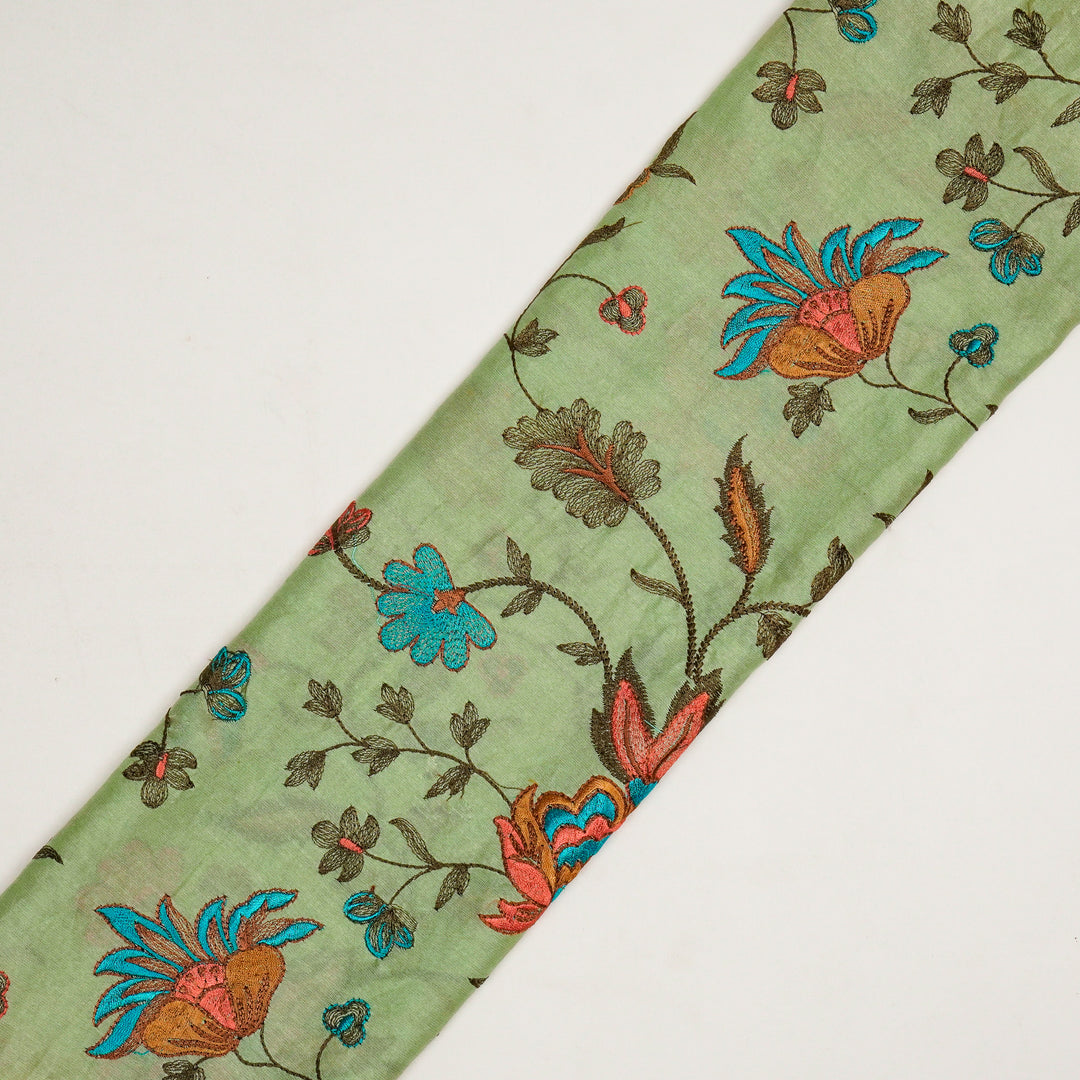 Derya Jaal on Sea Green Luxe Silk Chanderi Embroidered Fabric