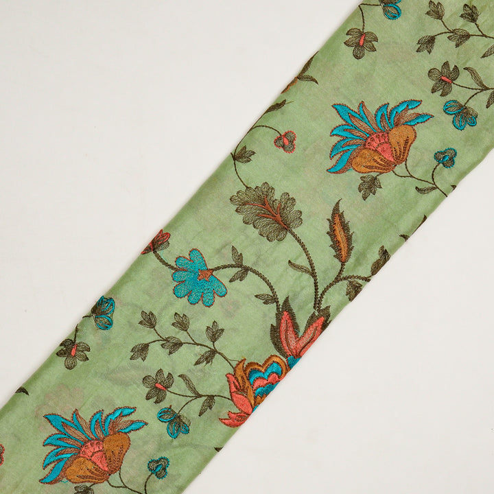 Derya Jaal on Sea Green Luxe Silk Chanderi Embroidered Fabric