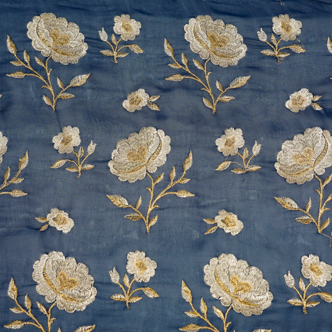 Hanvika Jaal on Royal Blue Silk Georgette Embroidered Fabric