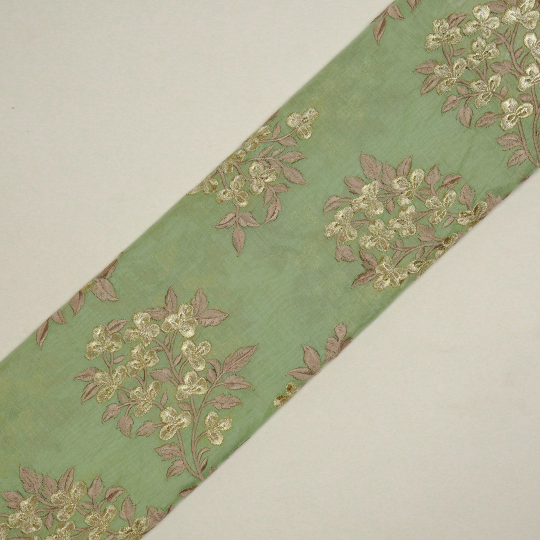 Nasrin Jaal on Sea Green Semi Chanderi Embroidered Fabric