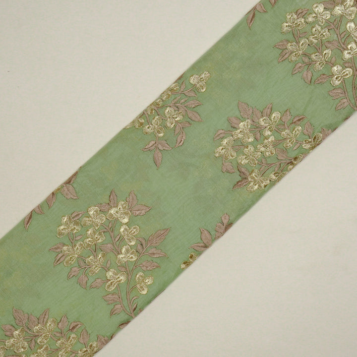 Nasrin Jaal on Sea Green Semi Chanderi Embroidered Fabric