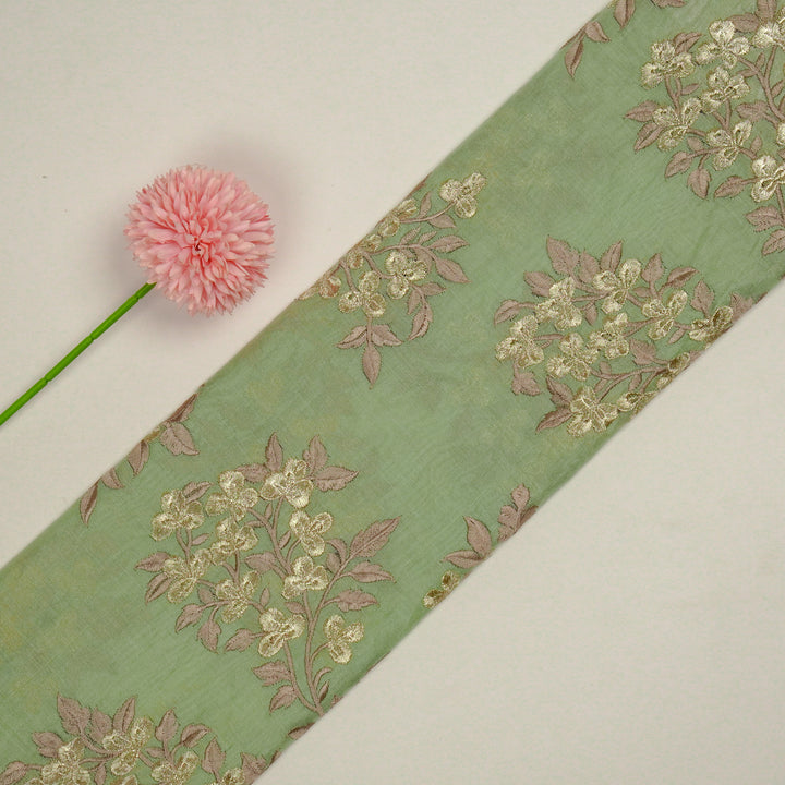 Nasrin Jaal on Sea Green Semi Chanderi Embroidered Fabric