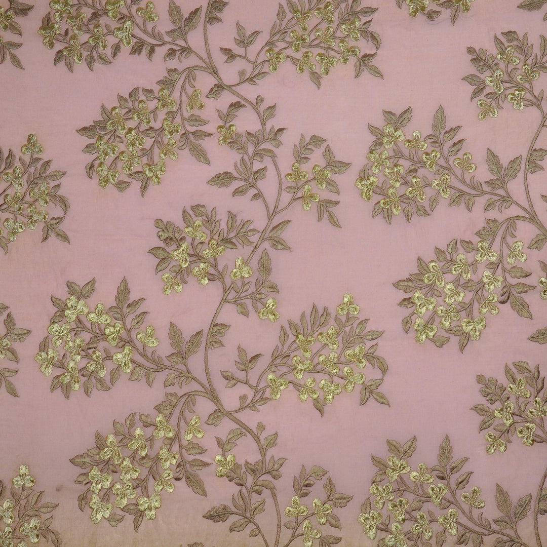 Nasrin Jaal on Dusky Pink Semi Chanderi Embroidered Fabric