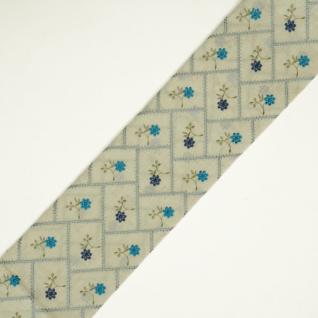 Tarika Jaal on Ecru Malmal Embroidered Fabric