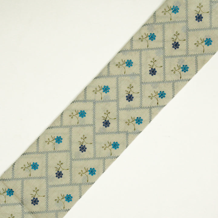 Tarika Jaal on Ecru Malmal Embroidered Fabric