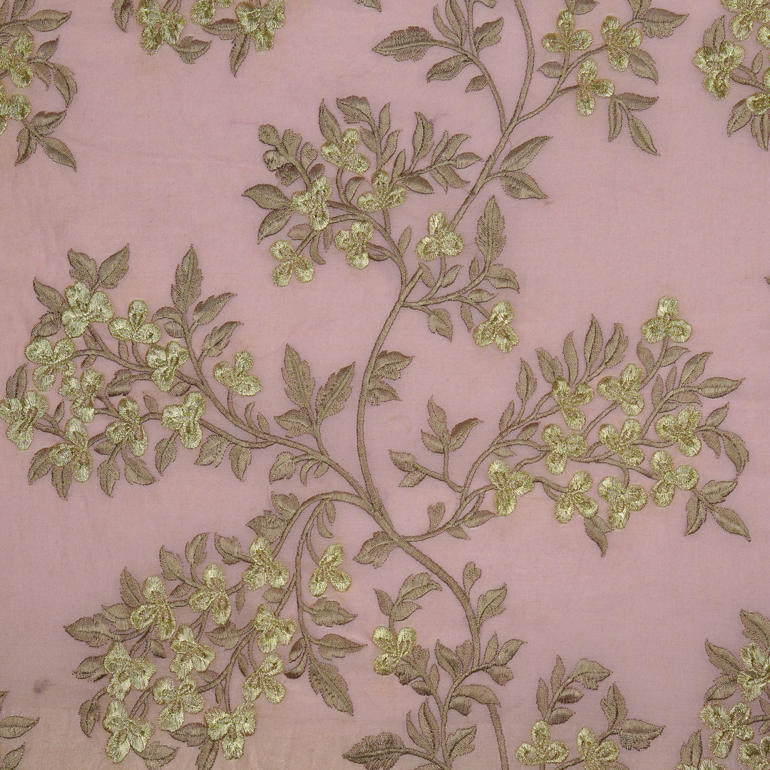 Nasrin Jaal on Dusky Pink Semi Chanderi Embroidered Fabric