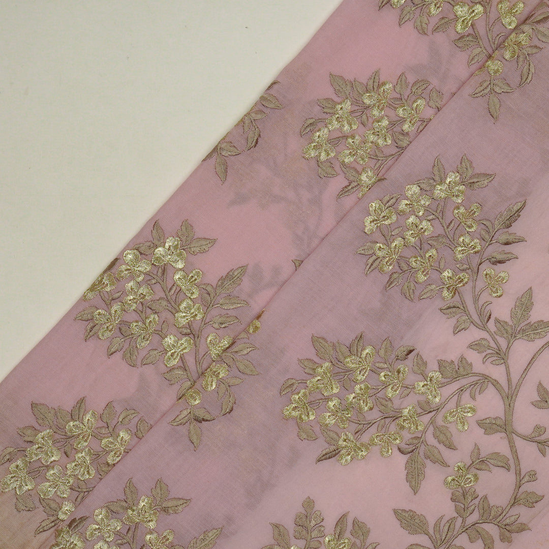 Nasrin Jaal on Dusky Pink Semi Chanderi Embroidered Fabric
