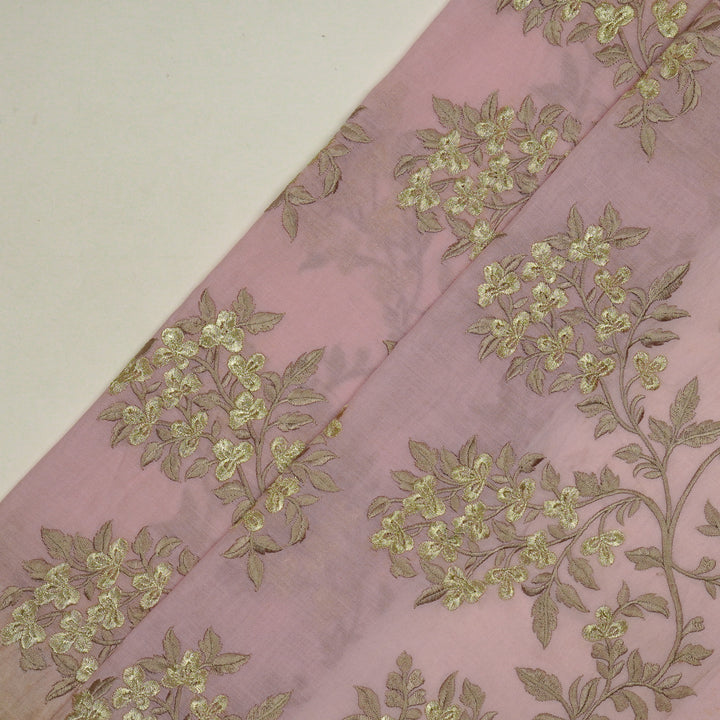 Nasrin Jaal on Dusky Pink Semi Chanderi Embroidered Fabric