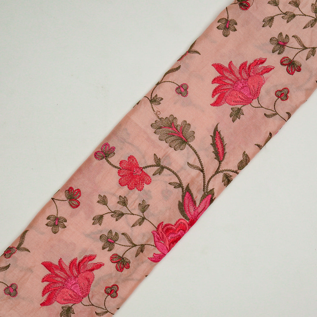 Derya Jaal on Light Peach Luxe Silk Chanderi Embroidered Fabric