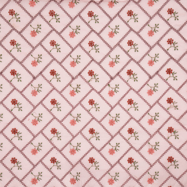 Tarika Jaal on Lilac Malmal Embroidered Fabric