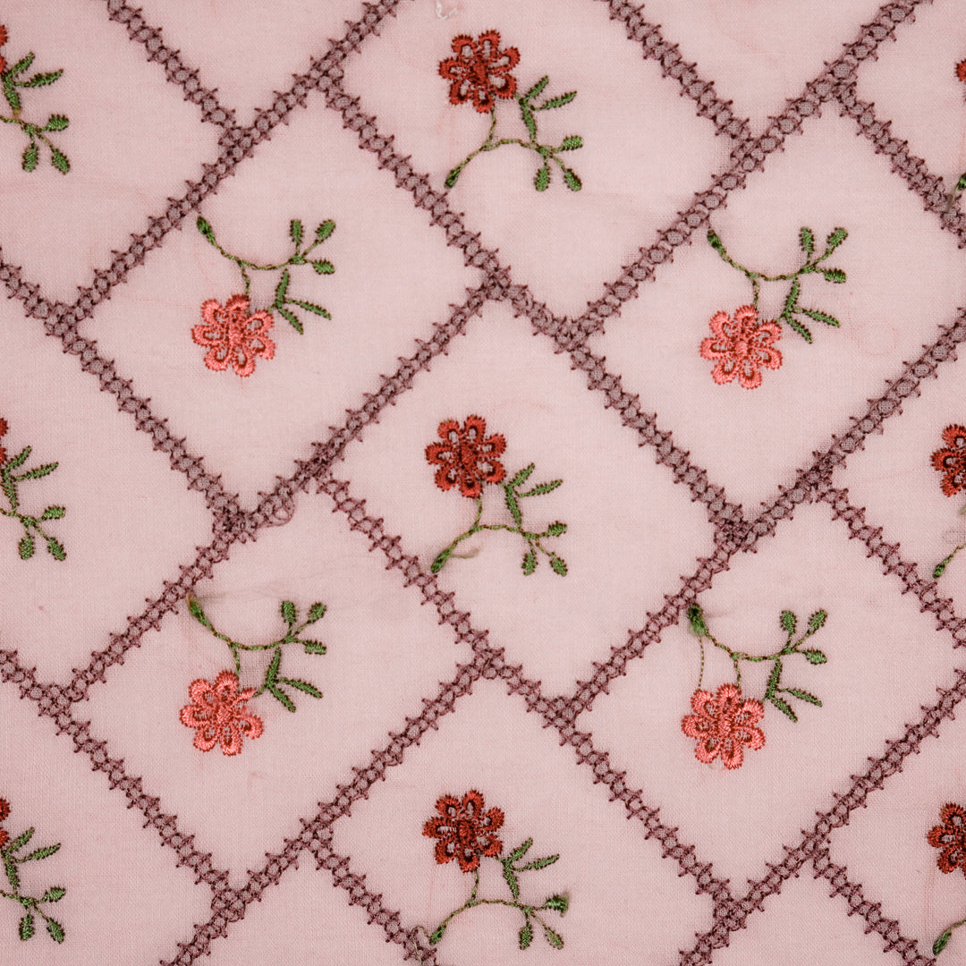 Tarika Jaal on Lilac Malmal Embroidered Fabric