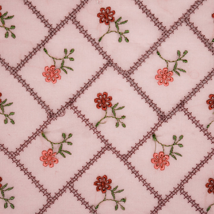 Tarika Jaal on Lilac Malmal Embroidered Fabric