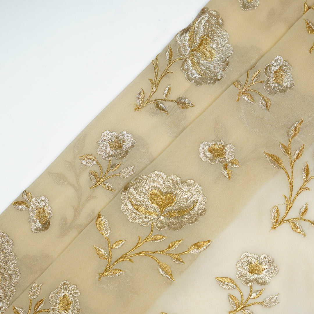 Hanvika Jaal on Beige Silk Georgette Embroidered Fabric