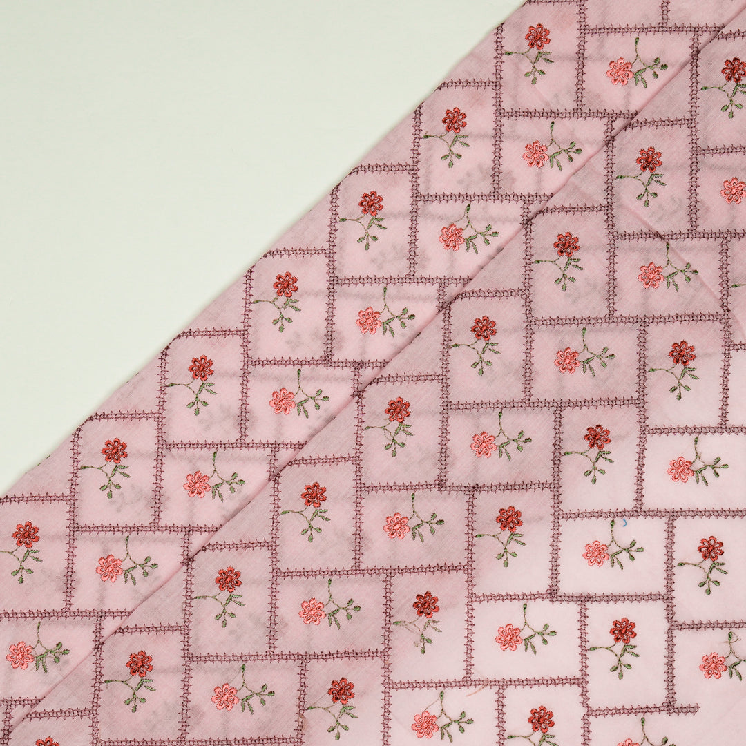 Tarika Jaal on Lilac Malmal Embroidered Fabric