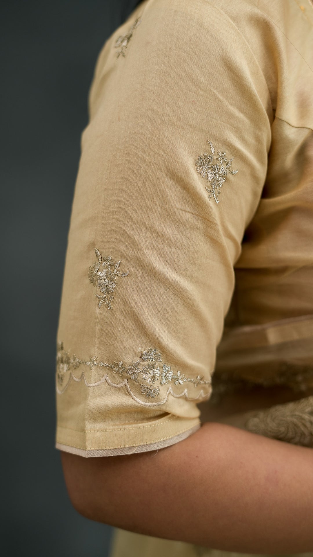 Padmini Embroidered Saree on Beige Pure Silk Organza