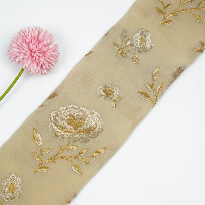 Hanvika Jaal on Beige Silk Georgette Embroidered Fabric