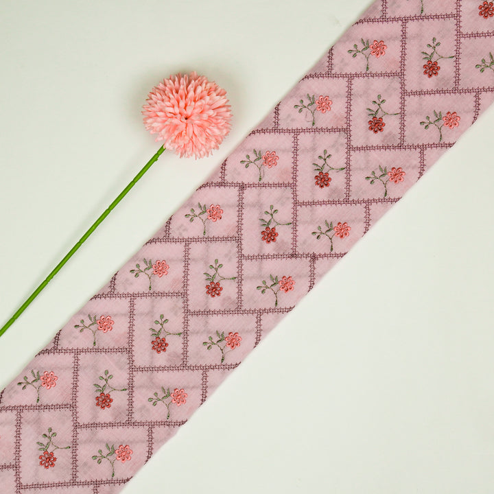 Tarika Jaal on Lilac Malmal Embroidered Fabric