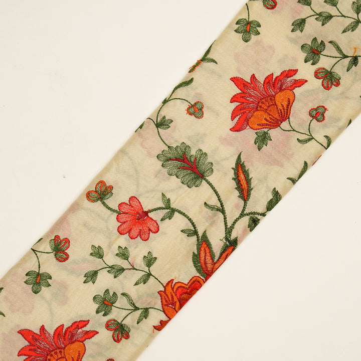 Derya Jaal on Cream Luxe Silk Chanderi Embroidered Fabric