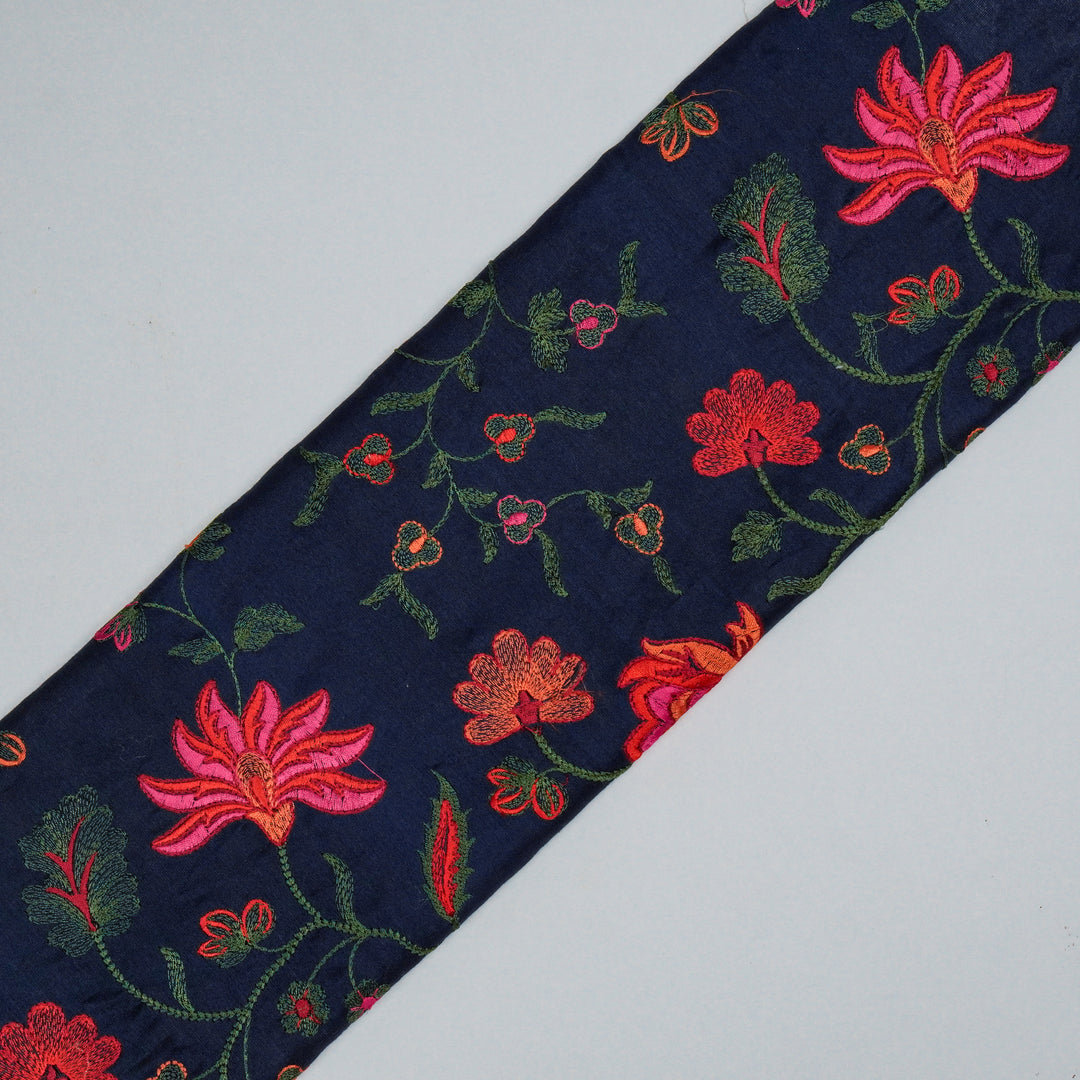 Derya Jaal on Navy Blue Luxe Silk Chanderi Embroidered Fabric