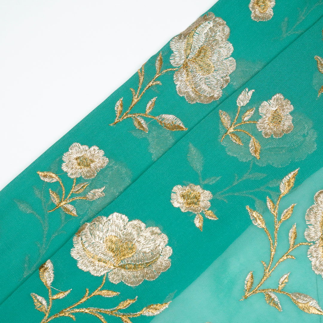 Hanvika Jaal on Light Teal Silk Georgette Embroidered Fabric