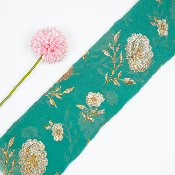 Hanvika Jaal on Light Teal Silk Georgette Embroidered Fabric