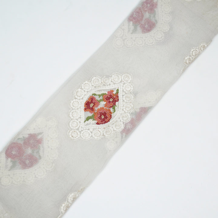 Zinal Buta on Ivory  Semi Georgette Embroidered Fabric