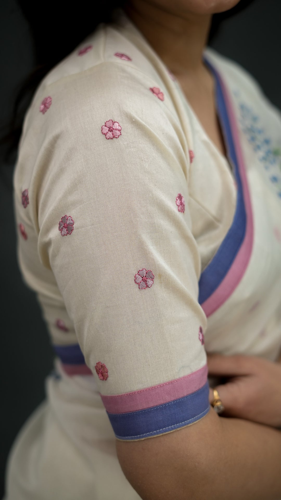 Ameya Embroidered Saree on Ivory Cotton Silk