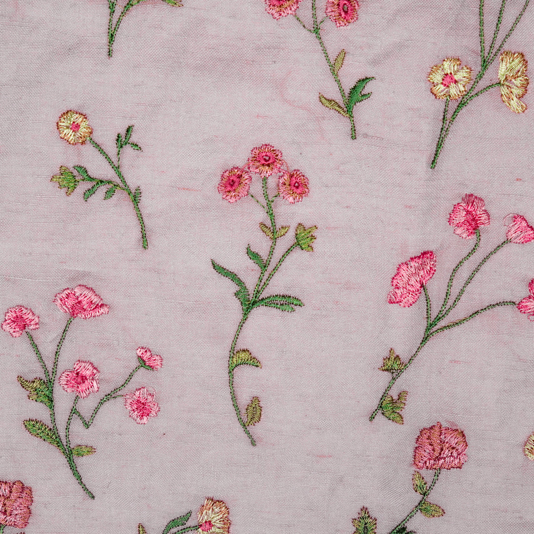 Raina Buta on Lavender Cotton Linen Embroidered Fabric