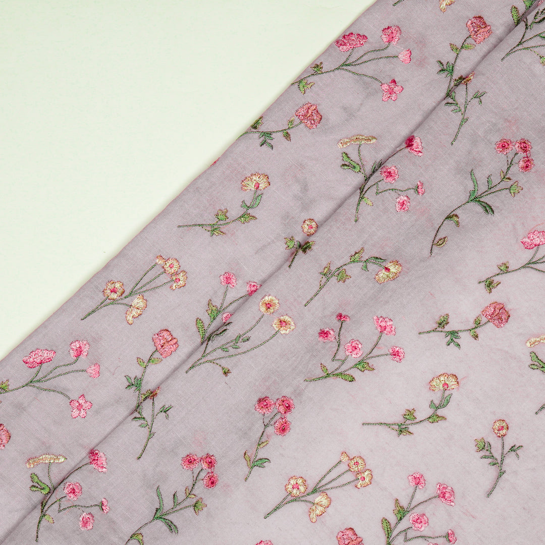 Raina Buta on Lavender Cotton Linen Embroidered Fabric