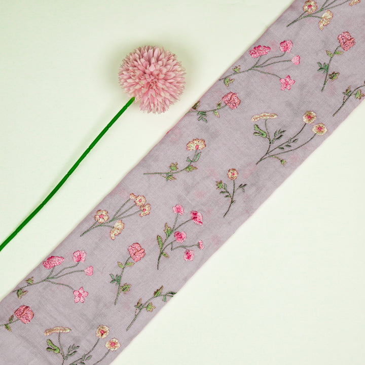 Raina Buta on Lavender Cotton Linen Embroidered Fabric