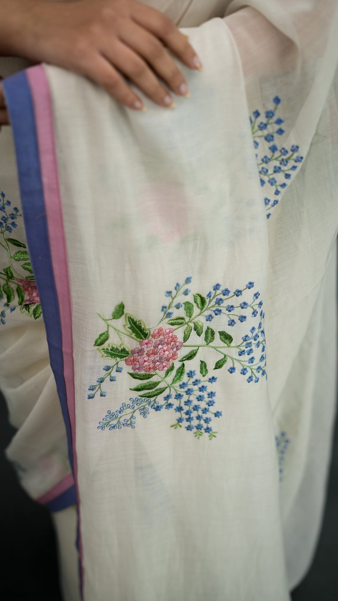 Ameya Embroidered Saree on Ivory Cotton Silk