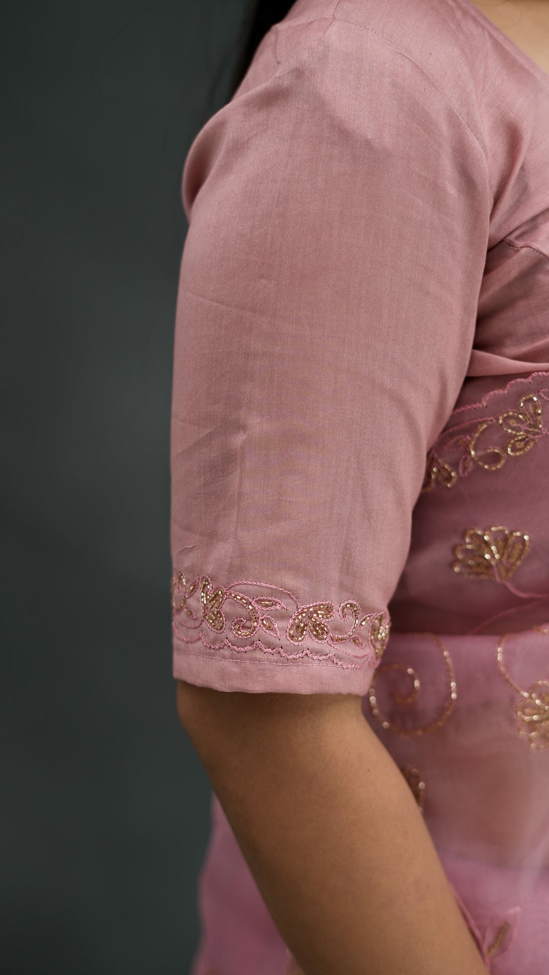 Uryani Embroidered Saree on Pink Pure Silk Organza