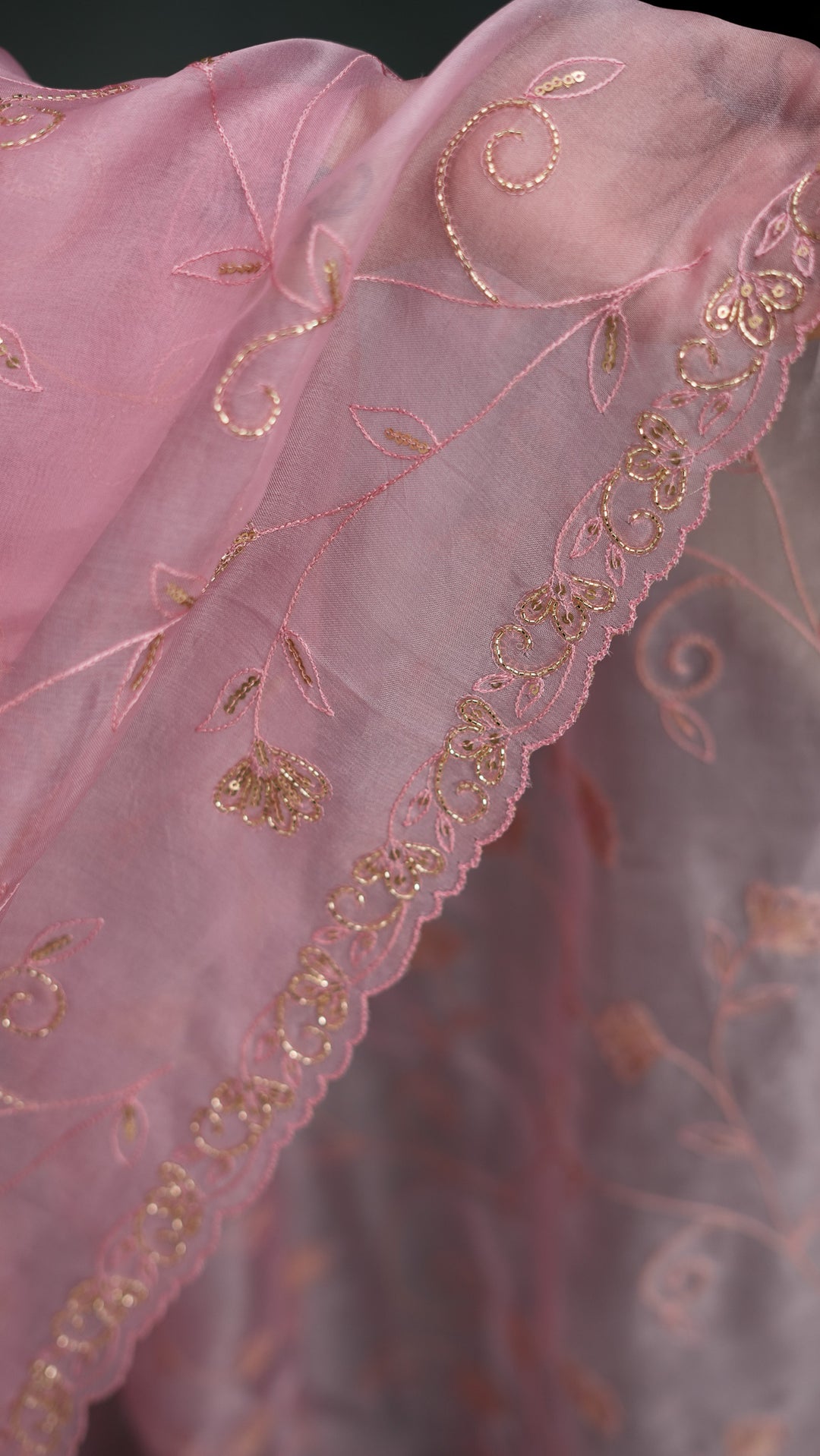 Uryani Embroidered Saree on Pink Pure Silk Organza