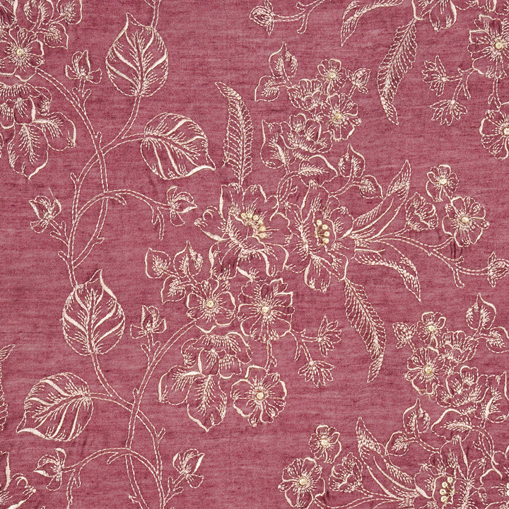 Shadia Jaal on Aubergine Munga Silk Embroidered Fabric