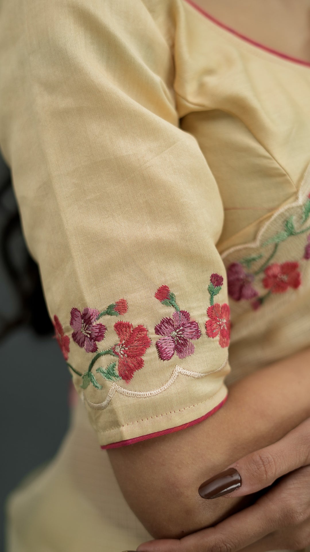 Urmi Embroidered Saree on Cream Silk Kota