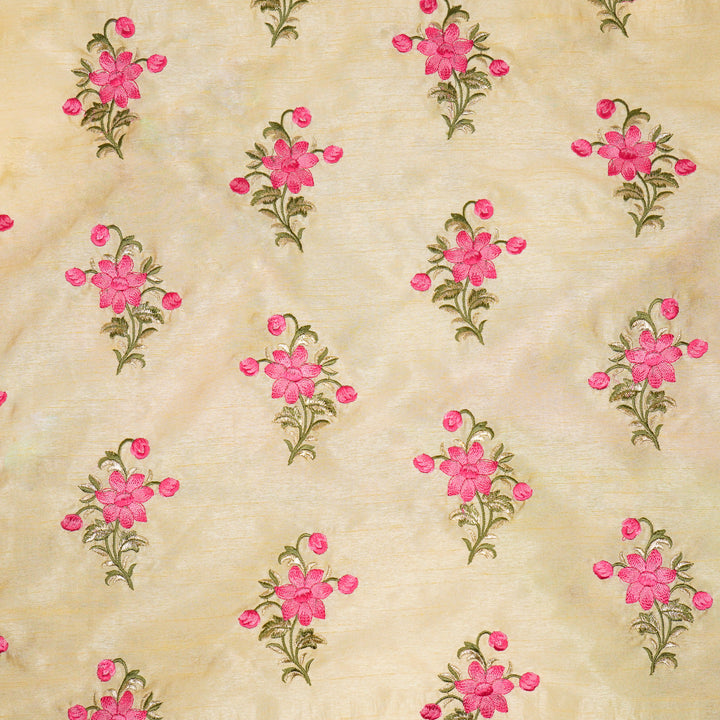 Dalia Buta on Cream Dola Silk Embroidered Fabric