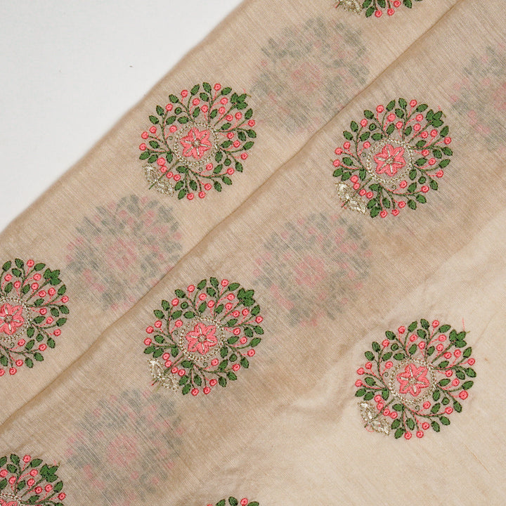 Taaliah Buta on Natural/Peach Munga Silk Embroidered Fabric