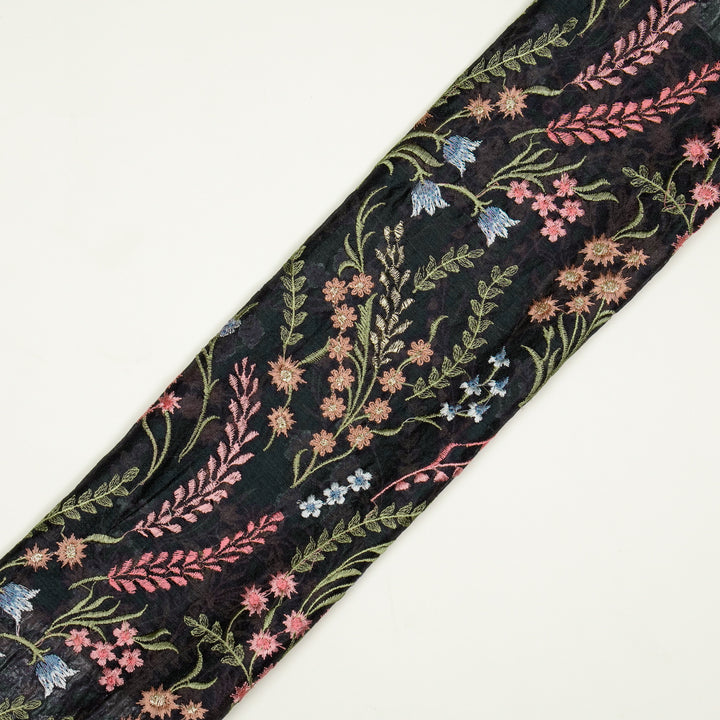 Zumra Jaal on Dark Blue Cotton Silk Embroidered Fabric