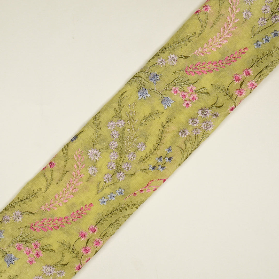 Zumra Jaal on Lemon Cotton Silk Embroidered Fabric