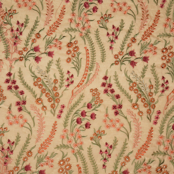 Zumra Jaal on Beige Cotton Silk Embroidered Fabric